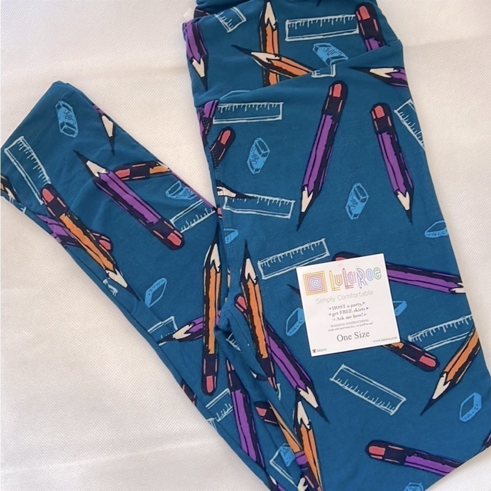 NEW!!! Back To School LuLaRoe Leggings Size OS 
Blue Background